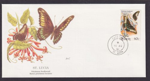 St. Lucia Karibik Fauna Polydamas Schmetterling schöner Künstler Brief