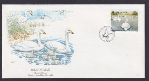 Isle of Man Britisch Fauna Zwergschwan schöner Künstler Brief