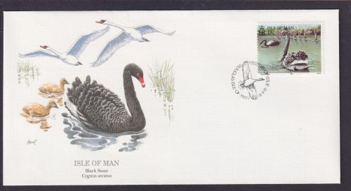 Isle of Man Britisch Fauna Vogel Schwan schöner Künstler Brief