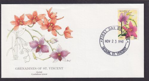 St. Vincent Grenadines Britisch Flora Pflanzen Orchideen schöner Künstler Brief