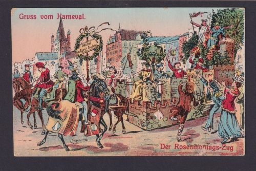 Litho Ansichtskarte handcoloriert Karneval Rosenmontagszug Verlag H. Worrimngen