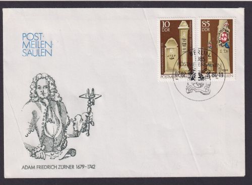 Plattenfehler DDR 2853 II Brief Berlin Sondermarke Post Meilen Säulen Kat. 70,00