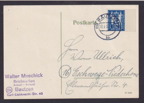DDR Brief EF 243 Bautzen Sachsen W. Muschick Briefmarkenankauf Kat.Wert 55,00