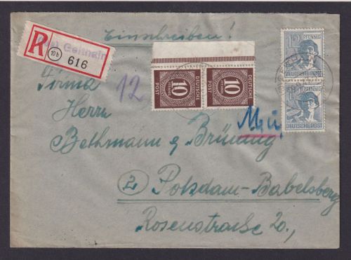 All. Besetzung R Brief Not-R-Zettel Geithain Sachsen inter. MIF Rand plus 5er