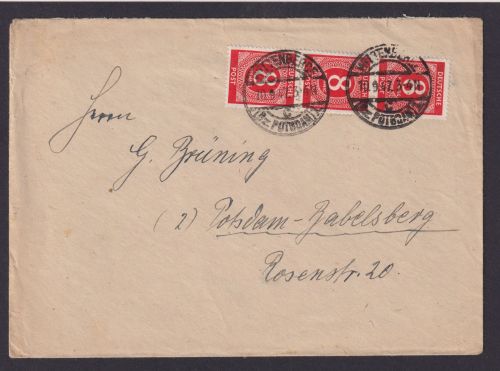 All. Besetzung Brief Wittenberge Brandenburg MEF 8 Pfg. Gemeinscahft Potsdam