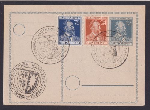 All. Besetzung Ganzsache Stephan UPU + 963-964 Flensburg SST Philatelie