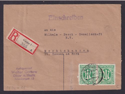 AM Post Bizone R Brief MEF Paar 31 Goslar Niedersachsen Antiquariat W.Gottow