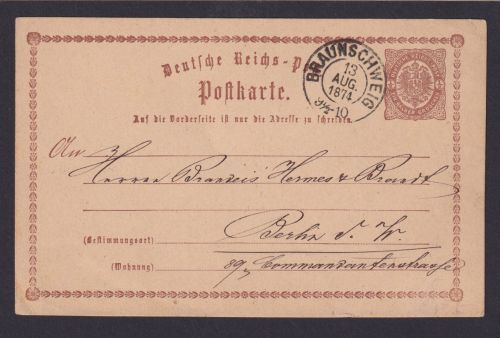 Deutsches Reich Bruschschild Ganzsache mit schönem K2 Braunschweig Niedersachsen