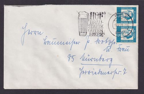 Berlin Brief MEF 203 Bogen Paar Bedeutende Deutsche Hof Bayern Nürnberg SST