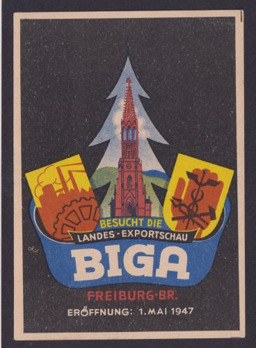 Franz. Zone gute Anlasskarte Freiburg Breisgau Baden Württemberg