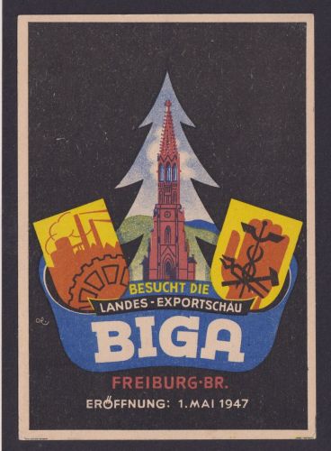 Französische Zone gute Anlasskarte Freiburg Breisgau Baden Württemberg SST