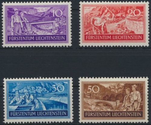 Liechtenstein 152-155 Arbeitsbeschaffung tadellos postfrisch MNH KatWert 26,00