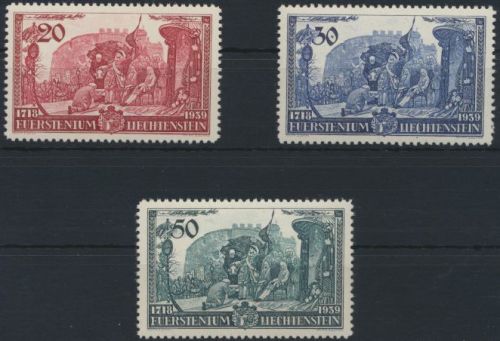 Liechtenstein 180-182 Huldigung Fürst Franz Josef tadellos postfrisch Kat. 17,00