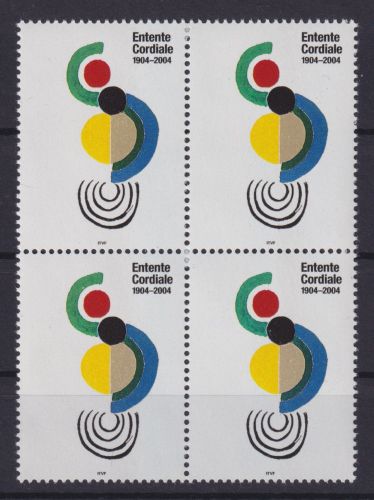 Frankreich 3801 Entente Cordiale OHNE Werteindruck +Landesname Luxus Viererblock