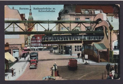 Ansichtskarte Barmen Wuppertal Schwebebahn Hattingen Ruhr Auto Oldtimer