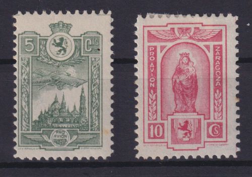 Flugpost Frankreich Vignetten Zaragoza Saragossa Spanien 1x postfrisch + Falz
