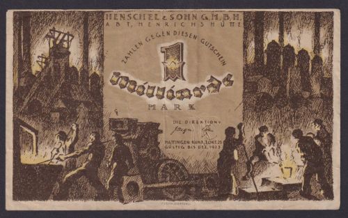 Banknote Geldschein Hattingen Ruhr 1 Milliarde Henschel Henrichshütte gute Erhg.
