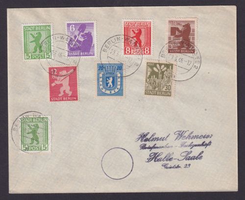 SBZ Berlin Brandenburg 1A - 7A plus 1 B Satzbrif Berlin Wannsee 1945 Kat. 175,00