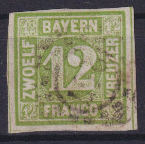 Altdeutschland Bayern 12 12 Kreuzer teils Trennlinien sauber gestempelt