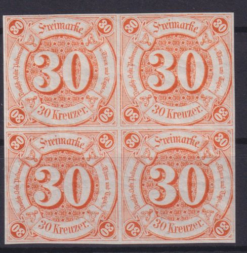 Altdeutschland Thurn & Taxis 25 30 Kreuzer Viererblock Luxus postfrisch MNH
