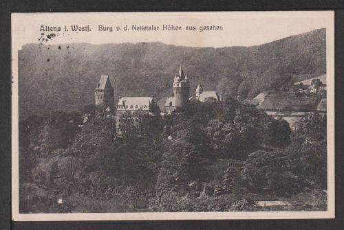 Ansichtskarte Altena i W NRW 1928 Burg v d Nettetaler Höhen ges Köln
