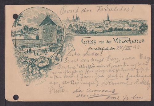 Vorläufer Ansichtskarte Osnabrück Vitischanze Zeitz frühe Karte erst 1893 gel.