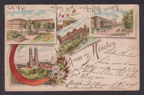 Ansichtskarte München Bayern Litho Einzelfrankatur 11/2 Pfg Privatpost Stadtpost