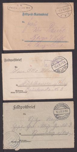 Feldpost I. Weltkrieg Konvolut von 6 Belegen incl. Kartenbrief incl 1x II WK mit