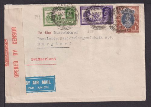 Indien inter. Zensur Brief Bombay Burgdorf Schweiz