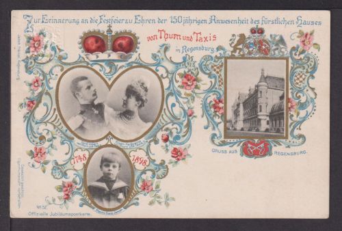 Bayern Litho Privatganzsache PP 15 C 10 05 Regensburg Thurn & Taxis 150 fürstl.