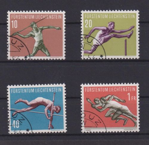 Liechtenstein 342-345 Sport III Ausgabe 1956 Luxus gestempelt Kat.-Wert 34,00