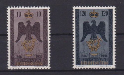 Liechtenstein 346-347 150 Jahre Souveränität 1956 tadellos postfrisch Kat 20,00