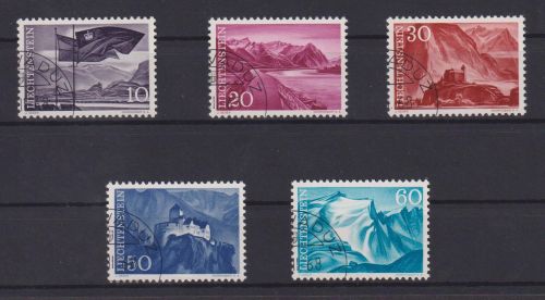 Liechtenstein 381-385 Freimarken Landschaften Luxus gestempelt KatWert 6,50