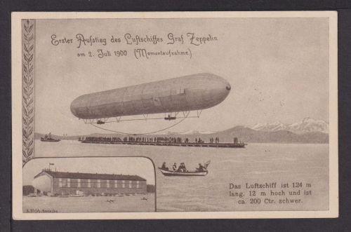 Flugpost Zeppelin Deutsches Reich gute Ansichtskarte 1. Aufstieg Luftschiff