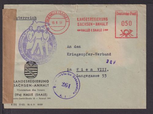 DDR Zensur Brief Landesregierung Sachsen Anhalt AFS Absenderfreistempel
