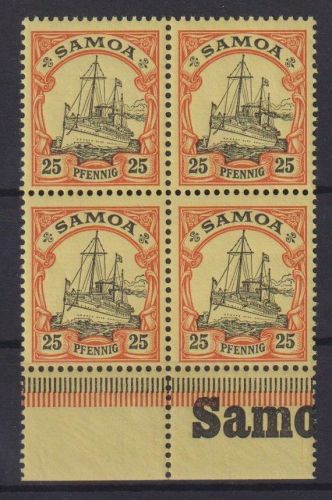 Kolonien Samoa 11 Afrika Viererblock Unterrand Luxus postfrisch MNH gefaltet
