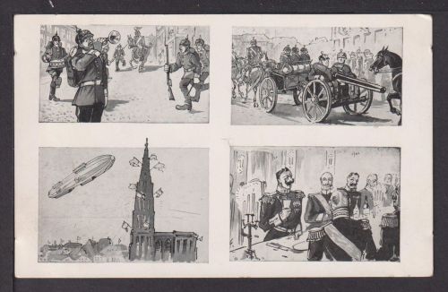 Zeppelin Ansichtskarte Strassburg Frankreich Der Strassburger Alarm Soldaten