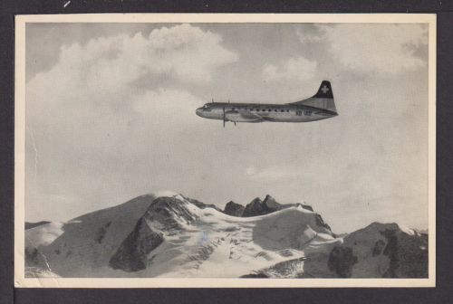 Flugpost Flugzeug Ansichtskarte Genf Schweiz 1952 Swissair New Jersey USA