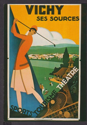 Jugendstil Art Nouveau Künstler Ansichtskarte Vichy Ses Sources SportsTourisme