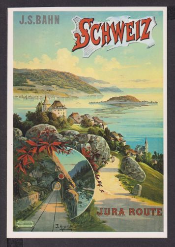 Jugendstil Art Nouveau Künstler Ansichtskarte J.S.Bahn Schweiz Eisenbahn 1895