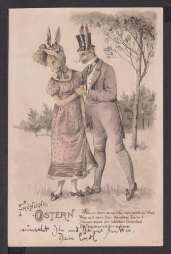 Ansichtskarte Fröhliche Ostern 1906 Osterhasen Charlottenburg Berlin