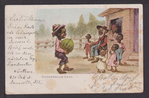 Ansichtskarte Watermelon days Danville USA 1906 Lausigk Sachsen Anhalt