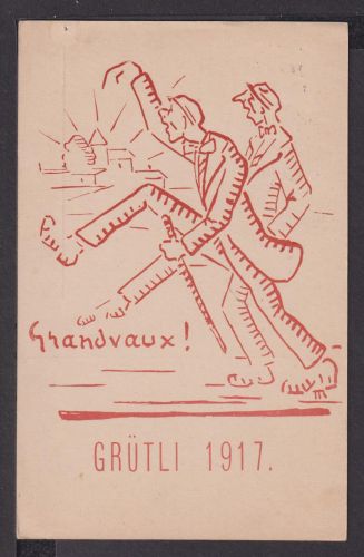 Grandvaux Schweiz Grütli Arbeiterverein selt. Künstler Ansichtskarte Neuchatel