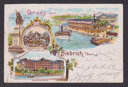 Litho Ansichtskarte Biebrich Rheinland-Pfalz div. Ansichten 1901 Lüdenscheid NRW