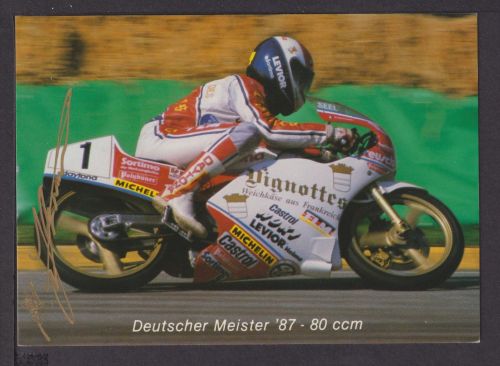 Ansichtskarte Motorrad Rennen Michael Gschwander Team Vignotte Deutscher Meister