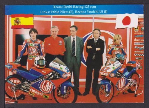 Ansichtskarte Motorrad Rennen Team Derbi Racing 125 ccm Pablo Nieto Youichi Ui
