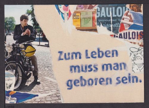 Ansichtskarte Motorrad Reklame Gaulois Zum Leben muß man geboren sein