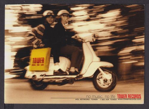 Ansichtskarte Motorroller Reklame Tower Records no music no life