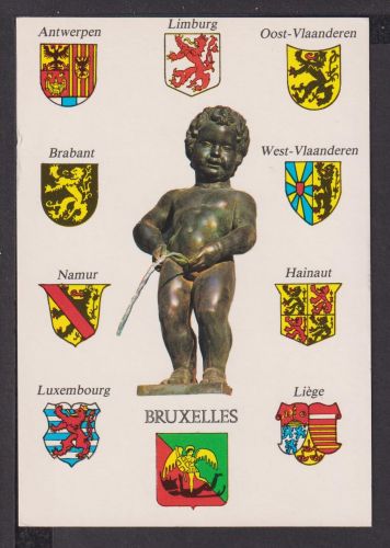 Ansichtskarte Brüssel Belgien Manneken Pis mit Wappen der Provinzen