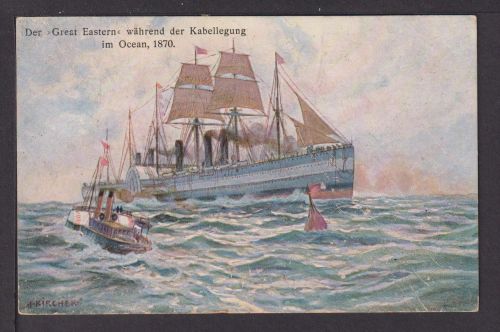 Ansichtskarte Schiffe Marine Great Eastern Kabelverlegung im Ocean 1870 Hamburg